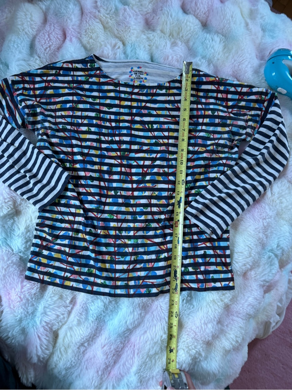Michael De Feo J.Crew Artist Collab Stripe Floral Long Sleeve Top S